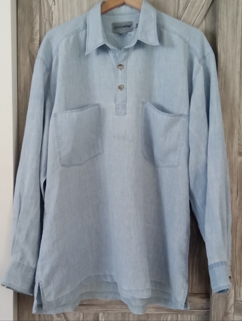 Men's Light Blue Linen Shirt L